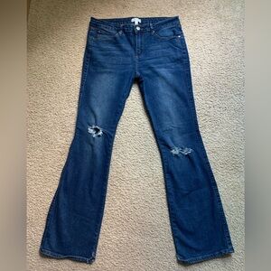 Kendall & Kylie Blue Distressed Flare Jeans size 13/14